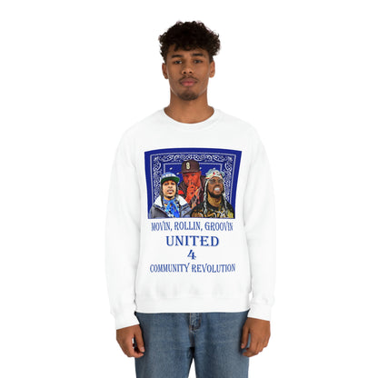 Movin, Rollin, Groovin Crip Unity Through Hip Hop Heavy Blend Crewneck Sweatshirt