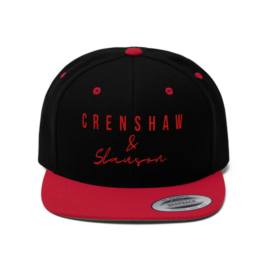 Crenshaw & Slauson Snapback Black & Red Unisex Flat Bill Hat