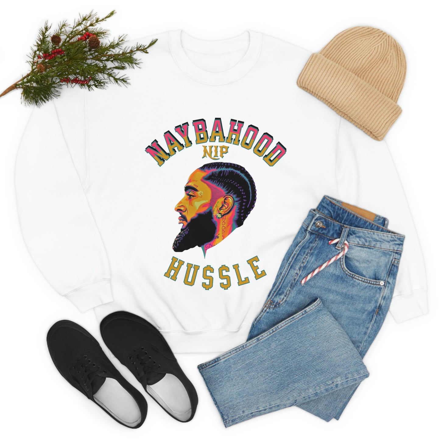 Naybahood Nip Hussle Nipsey Hussle Heavy Blend™ Crewneck Sweatshirt