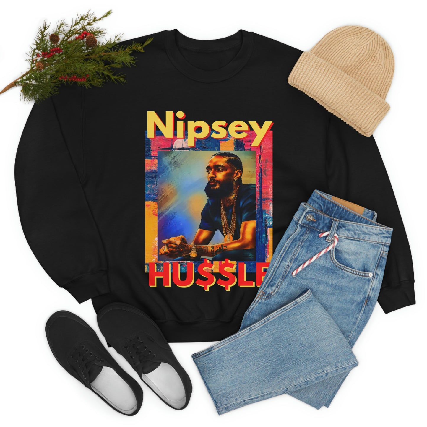 Nipsey Hussle Watercolor Graphic Heavy Blend™ Crewneck Sweatshirt