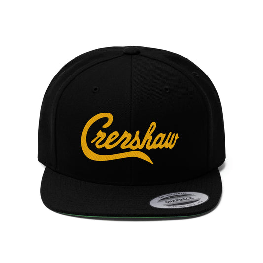 Crenshaw Snapback Black & Yellow Unisex Flat Bill Hat