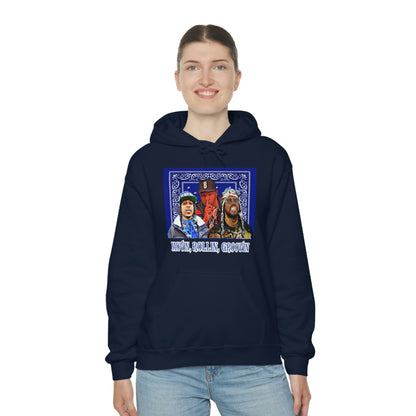 Movin, Rollin, Groovin Crip Unity Through Hip Hop Heavy Blend Hooded Sweatshirt