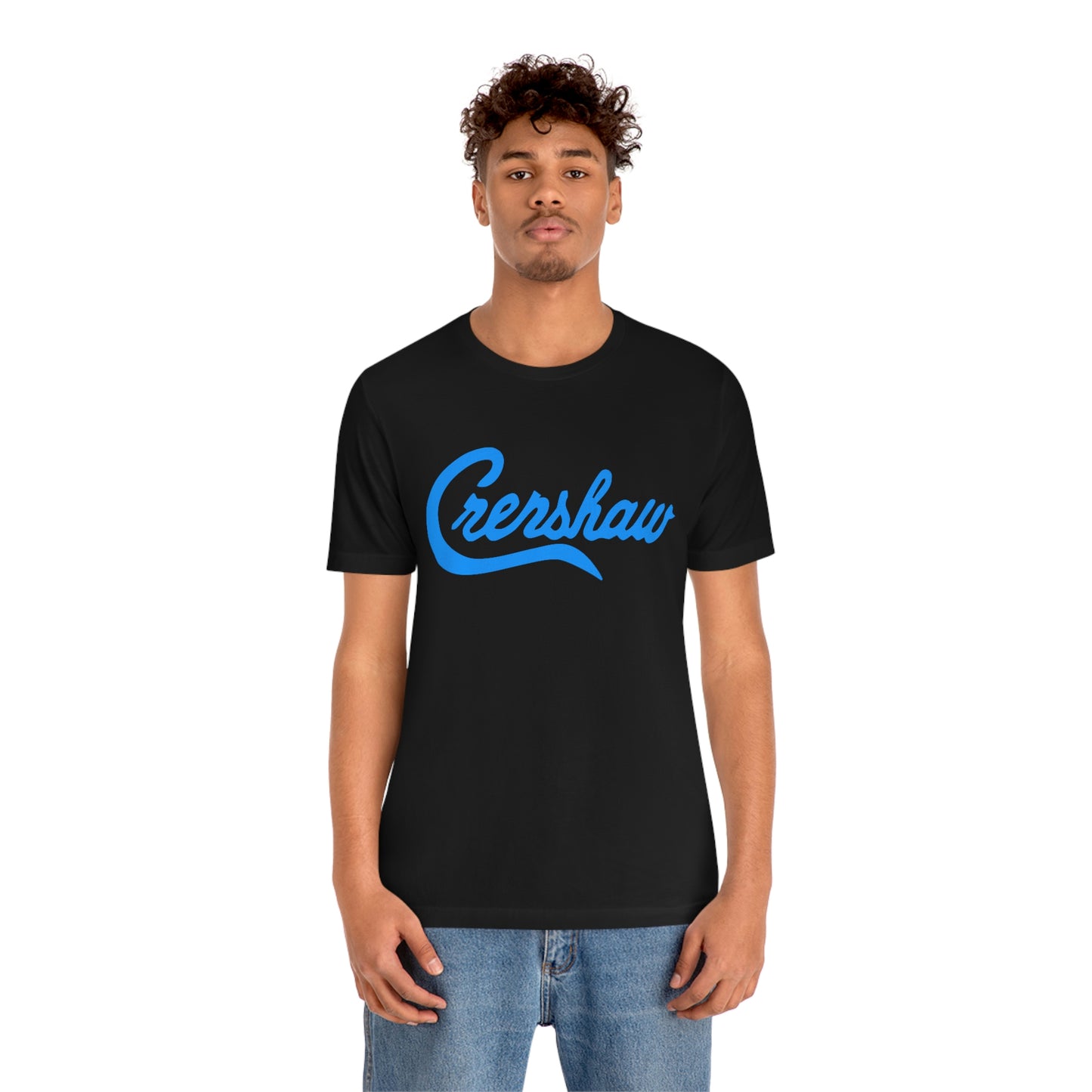 Crenshaw Classic T shirt Bright Blue Logo Unisex Jersey Short Sleeve Tee