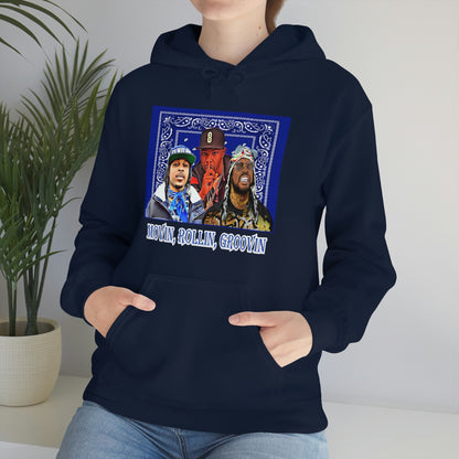 Movin, Rollin, Groovin Crip Unity Through Hip Hop Heavy Blend Hooded Sweatshirt