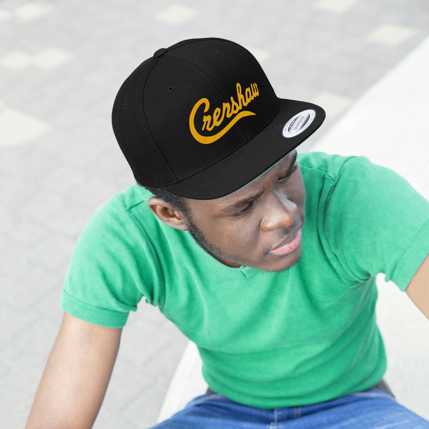 Crenshaw Snapback Black & Yellow Unisex Flat Bill Hat