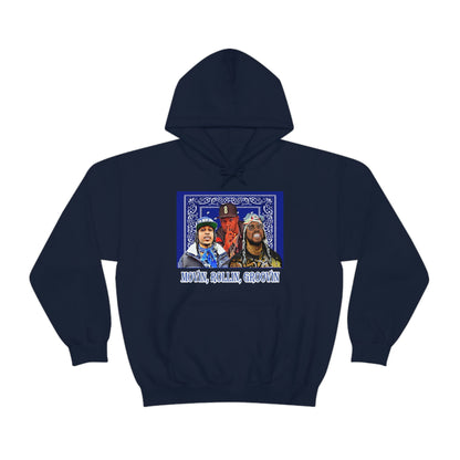 Movin, Rollin, Groovin Crip Unity Through Hip Hop Heavy Blend Hooded Sweatshirt